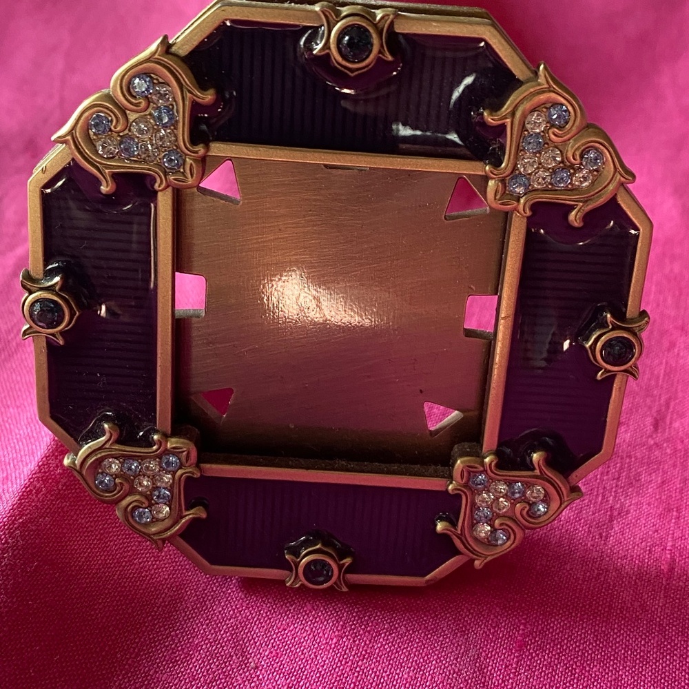 Jay Strongwater Hand Signed 3" x 3"  blue frame with Swarovski crystals